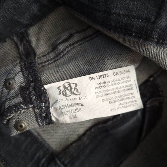 Rock & Republic Jeans Womens 6 Blue Kashmiere Distressed Low Rise Stretch Denim - Picture 5 of 10